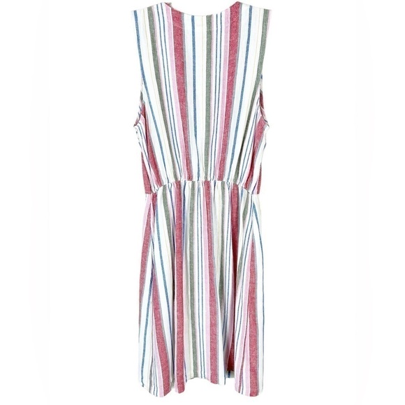 Old Navy V-Neck Sleeveless Striped Linen Blend Button Front Dress XS - Picture 2 of 9